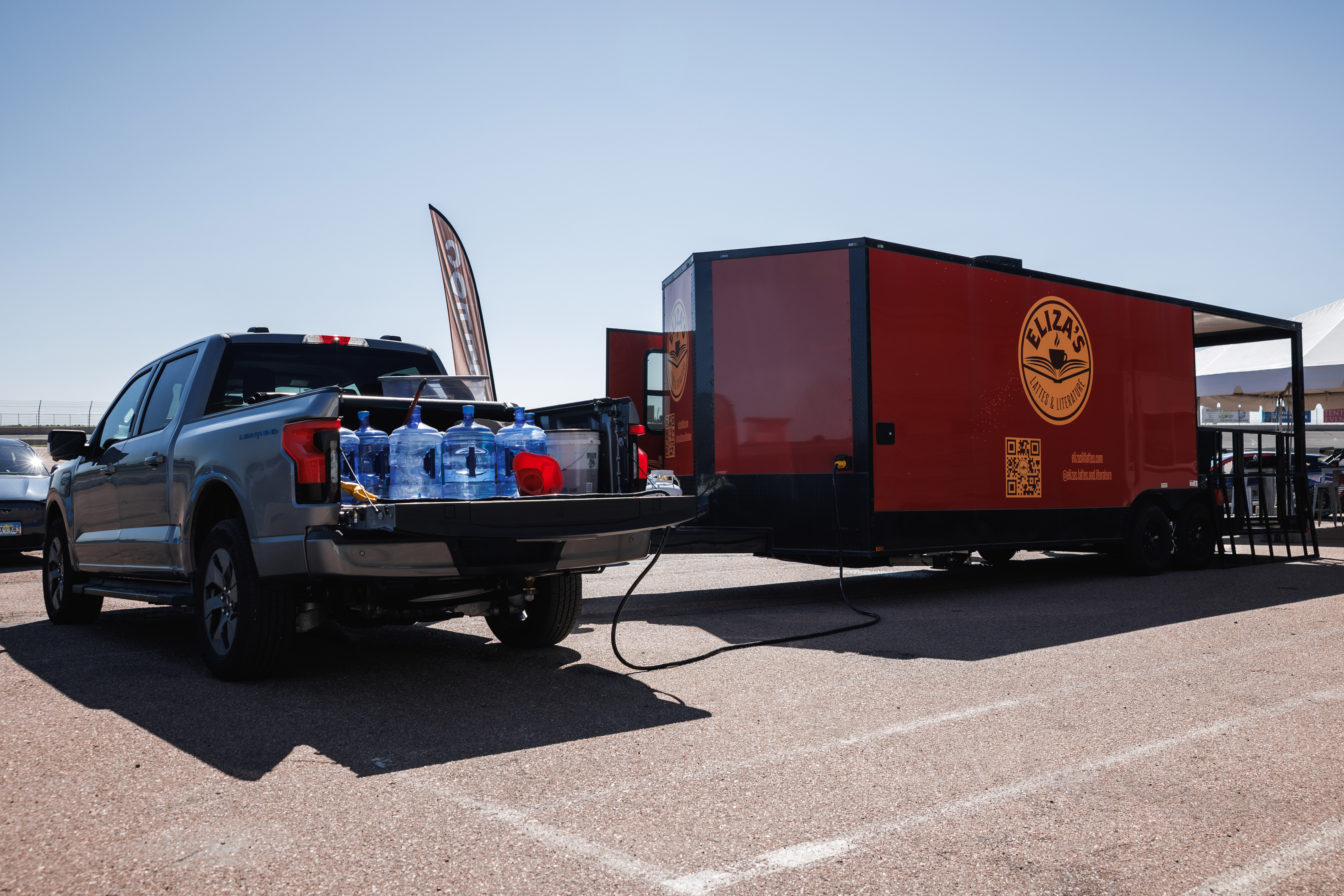 Eliza's F-150 Lightning powering her trailer.