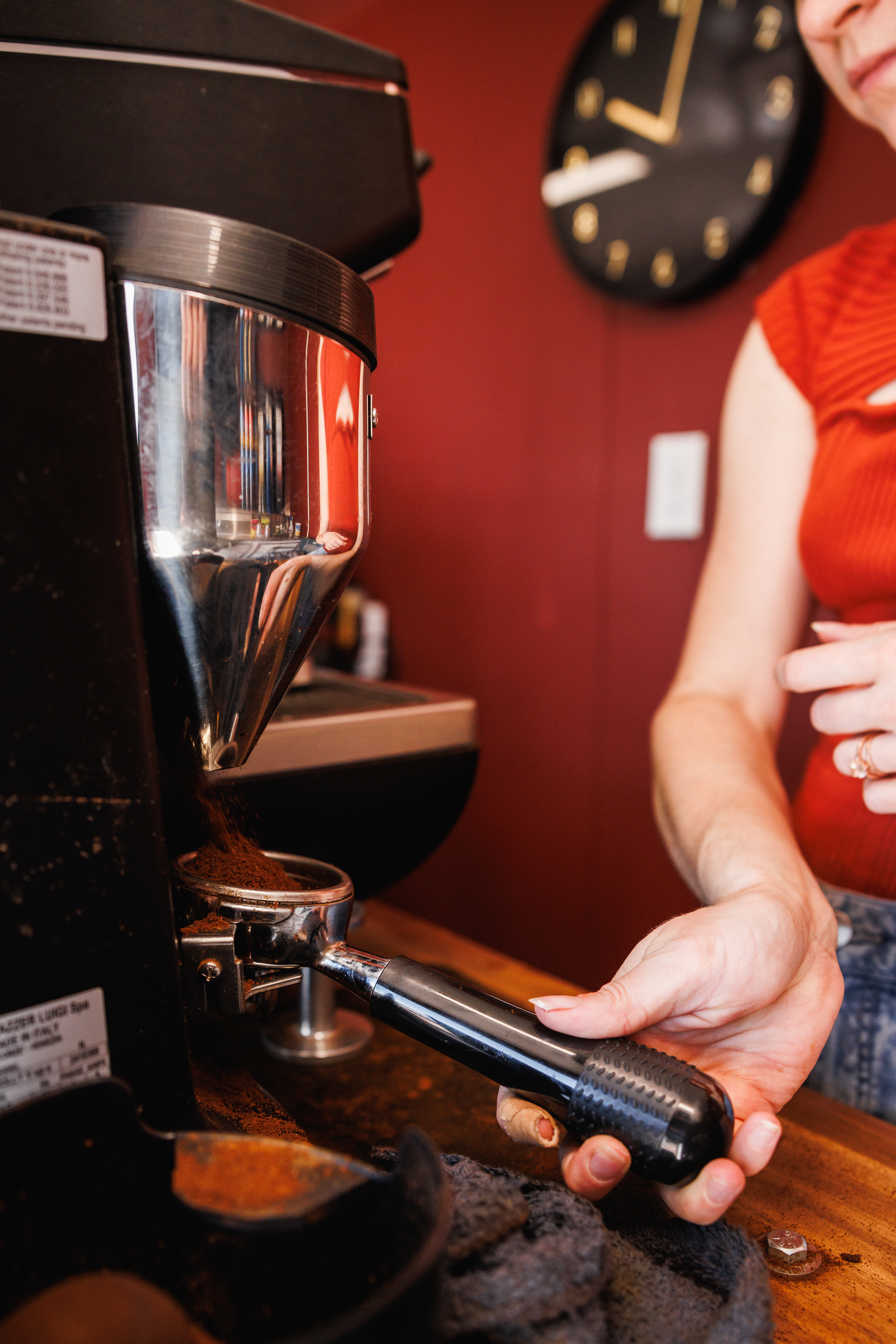 Eliza making espresso.
