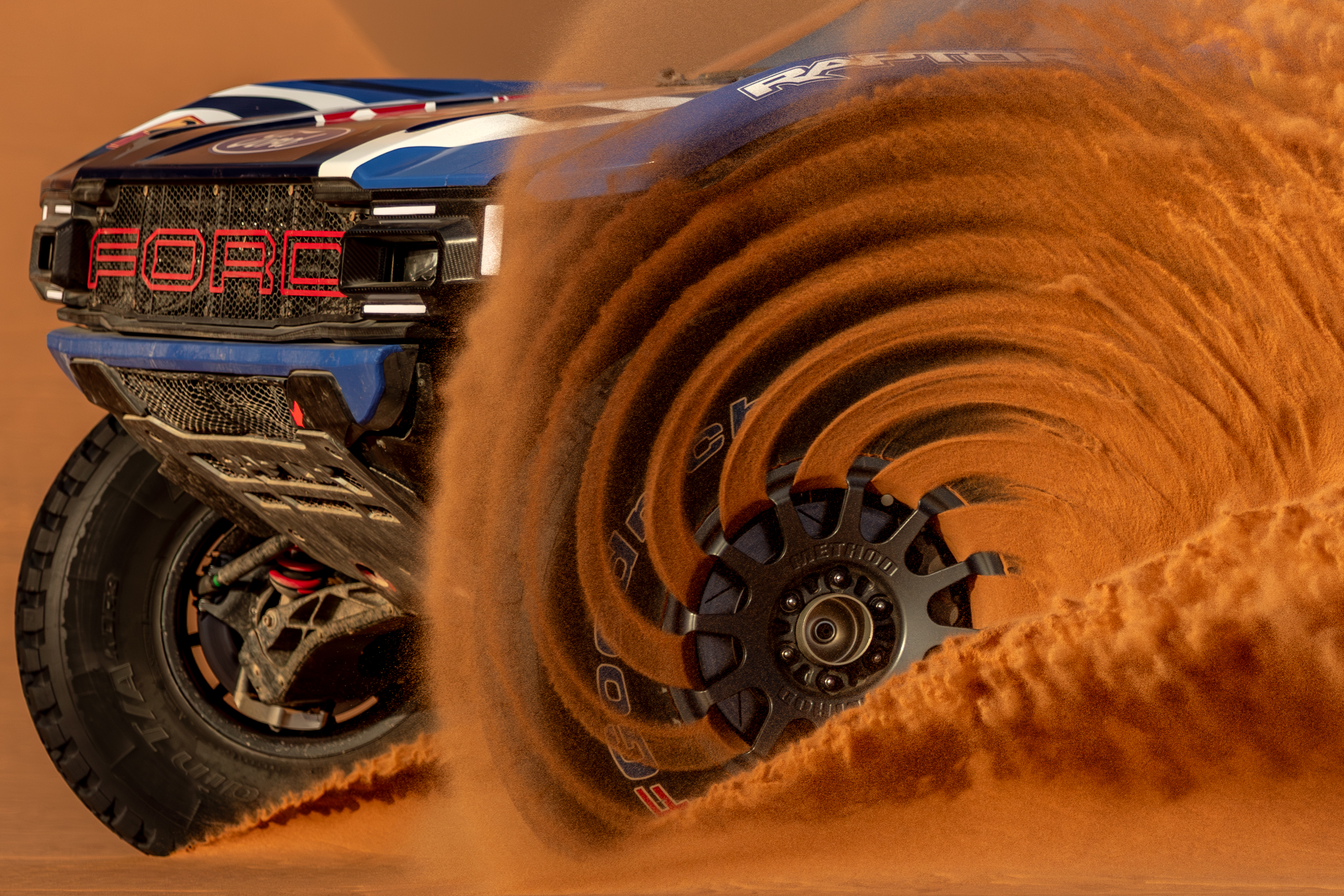 A Ford Raptor T1+ at a pre-event in Morocco. 