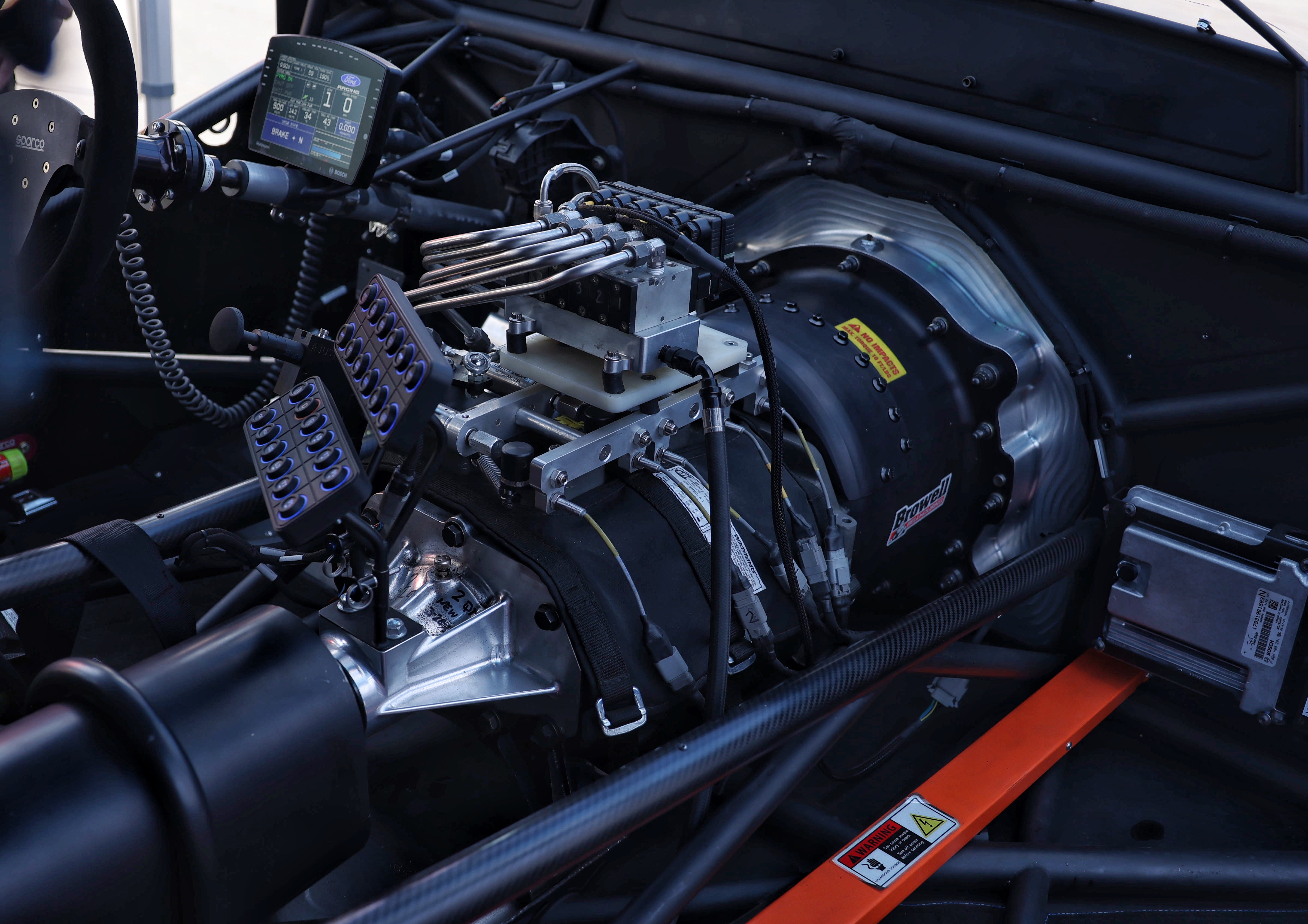 Ford Racing Mustang Cobra Jet 2200 transmission and interior view