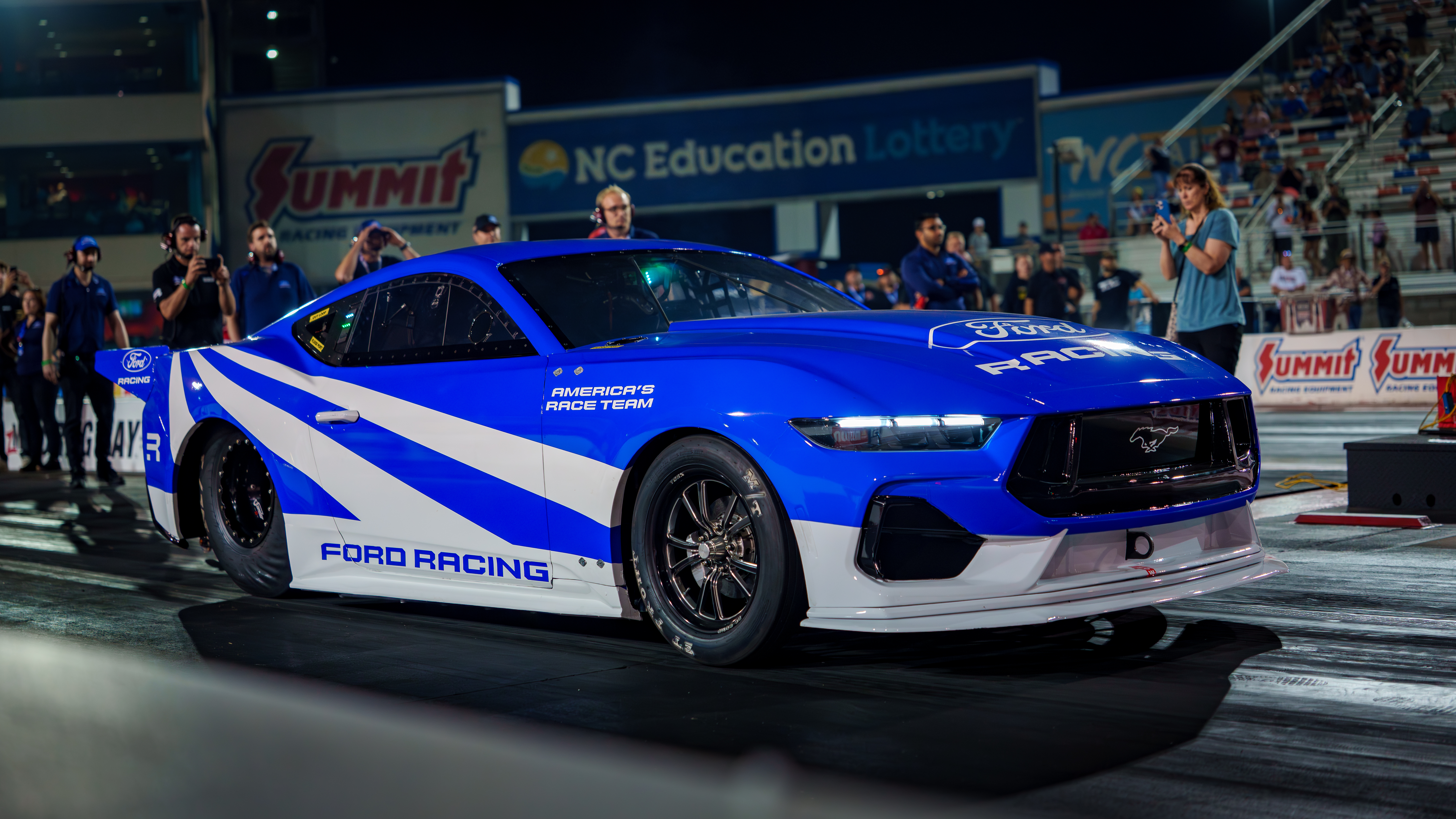 Ford Racing Mustang Cobra Jet 2200 launches during an evening run at zMAX
