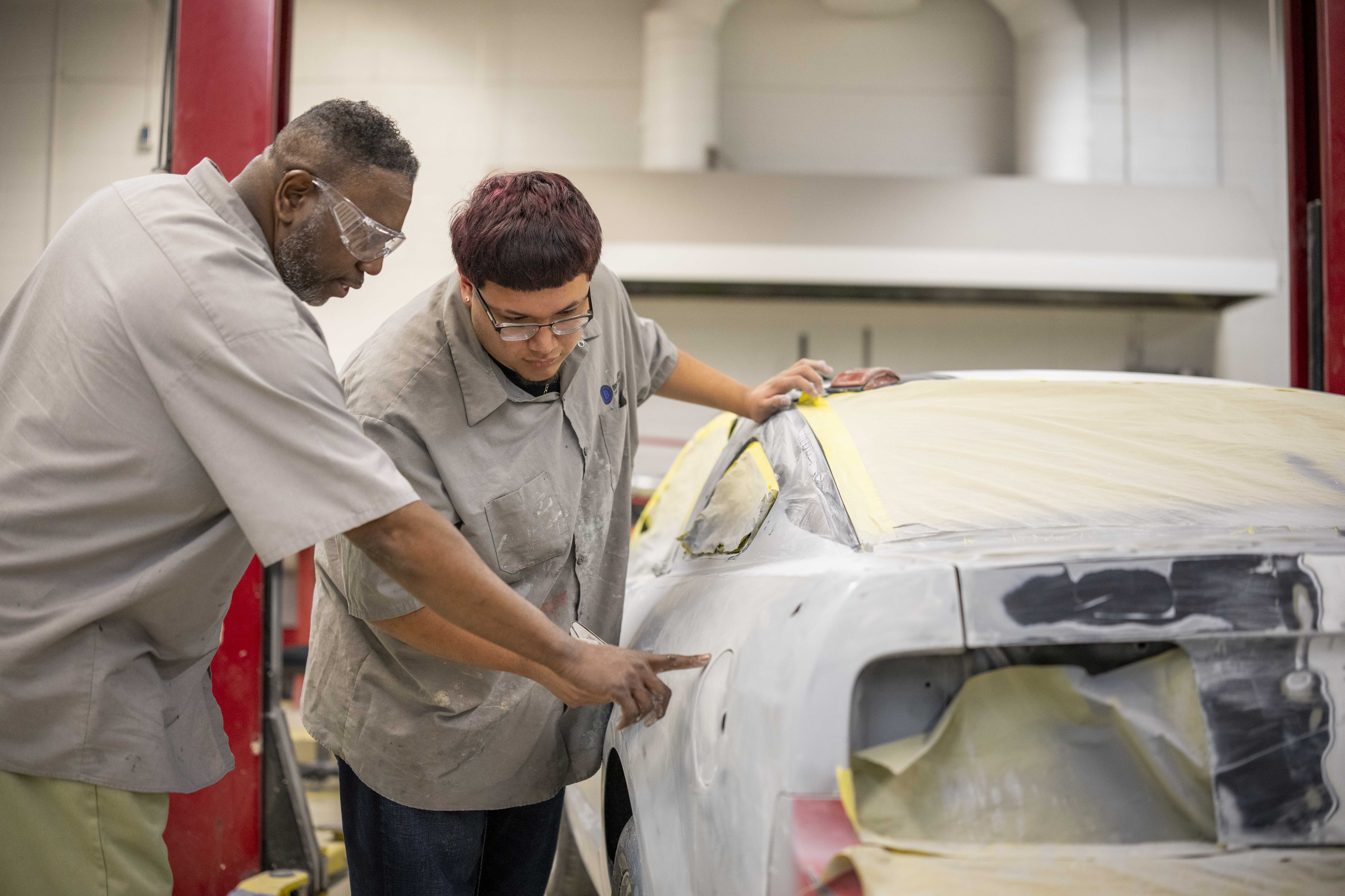 Mr. Rodriguez shows off how he has learned with his teacher how to repair body damage on Ford Mustangs at the Breithaupt Career Technical Center. After graduation, he plans to go into the trades as a career and has signed a pledge to do so, on May 6, 2026, in Detroit, Michigan.
Photos by Adam Schultz
adam.schultz@gmail.com