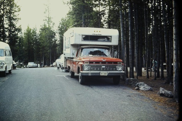 David's garage houses the Rangoon Red 1966 F-250 Camper Special his father ordered after returning from service in the Air Force.